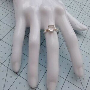 Tiffany & Co. 925 Silver Rose Quartz Sugar Stacked Cabochon Ring 6
